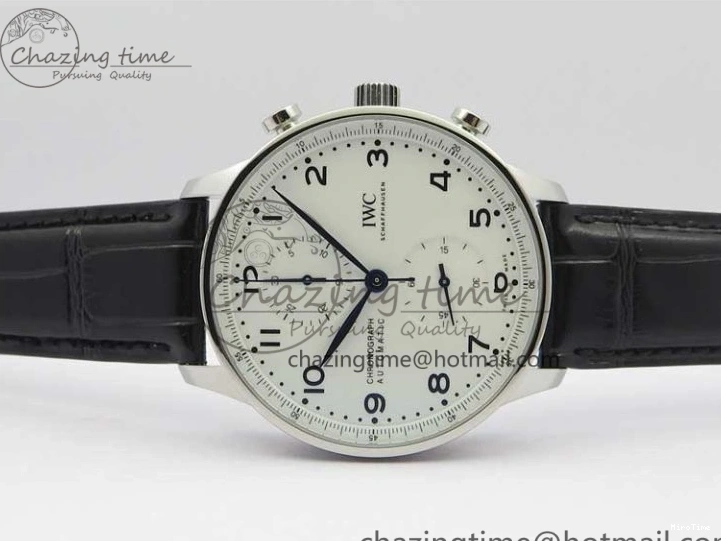 MIROTIME 0325 WeatherProof Portugieser Chronograph Edition “150 Years” IW371602 ZF 1:1 Best Edition White Dial on Black Leather Strap A7750 (Slim Movement) 7120